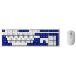KIT TECLADO E MOUSE AKKO MX108  SEM FIO/BT BRANCO E AZUL 